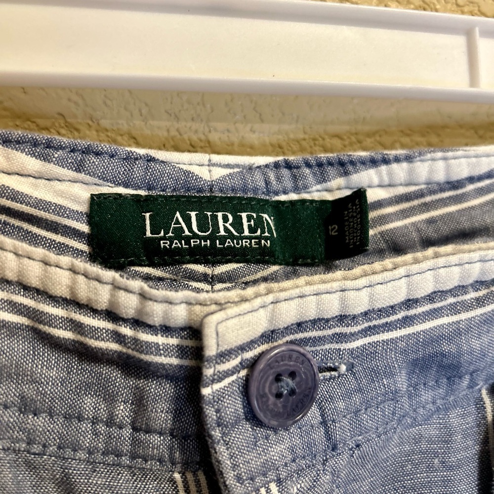 Ralph Lauren Blue and White Striped Wide Leg Pants 22” inseam - Picture 4 of 8